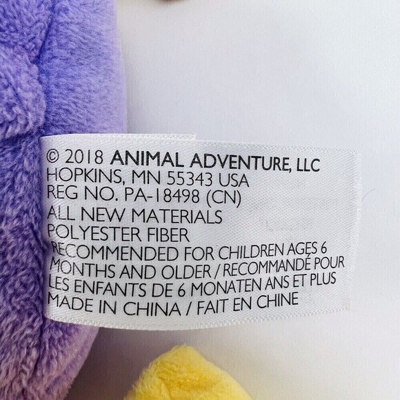 Animal Adventure Purple Owl Bird Plush Floppy Stuffed Animal Toy Pillow 15” 2018 - Picture 10 of 12